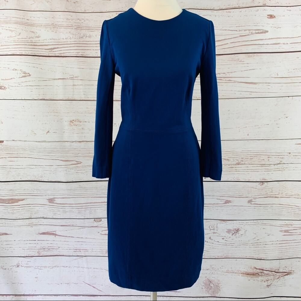J. Crew exposed zipper blue sheath dress silver